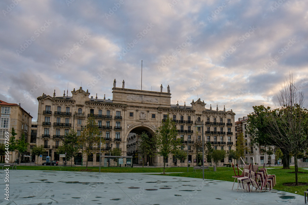 Banco Santander headquarters in a big historic building in the city of Santander in Cantabria