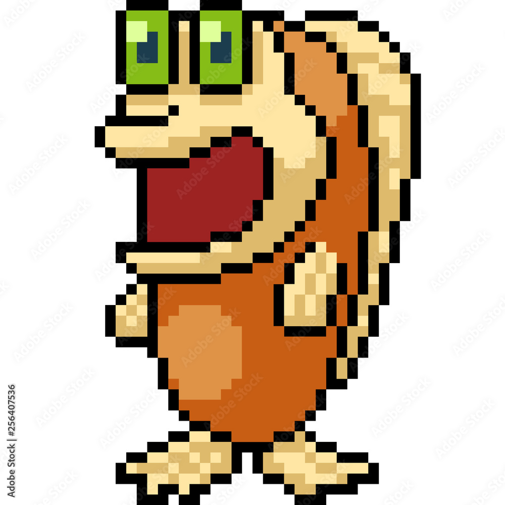 Obraz premium vector pixel art fish stand