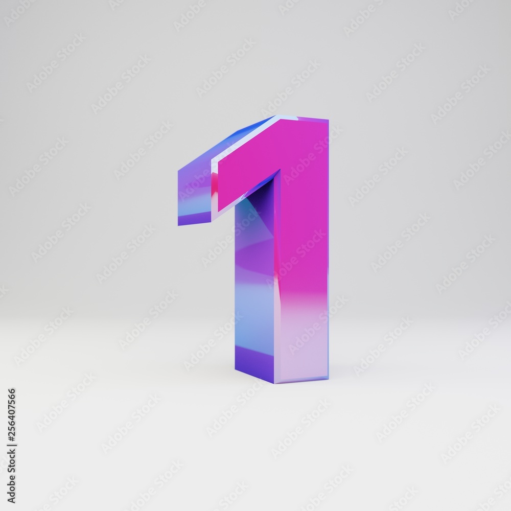 3d number 1. Rendered multicolor metal font with glossy reflections and shadow isolated on white background. 3d number 1. Rendered multicolor metal font with glossy reflections and shadow isolated on white background.