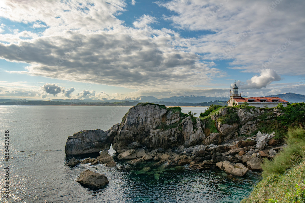 View of La Magdalena Peninsula lighthouse, Santander Bay