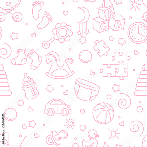 Seamless linear pattern. Baby accessories.