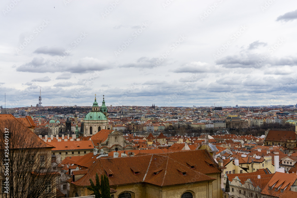 Prague cityscape on a cloudy day