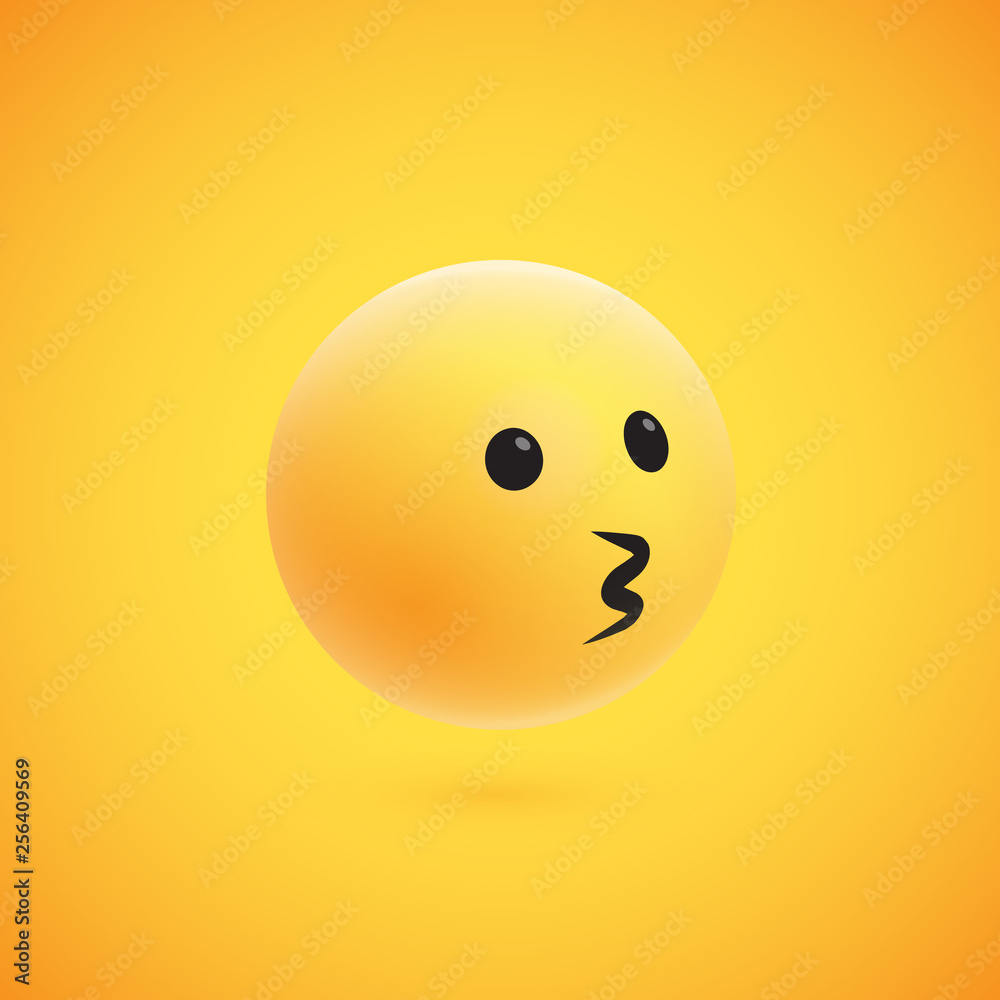 Fototapeta premium Cute high-detailed yellow 3D emoticon for web, vector illustration