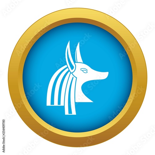 Ancient egyptian god Anubis icon blue vector isolated on white background for any design