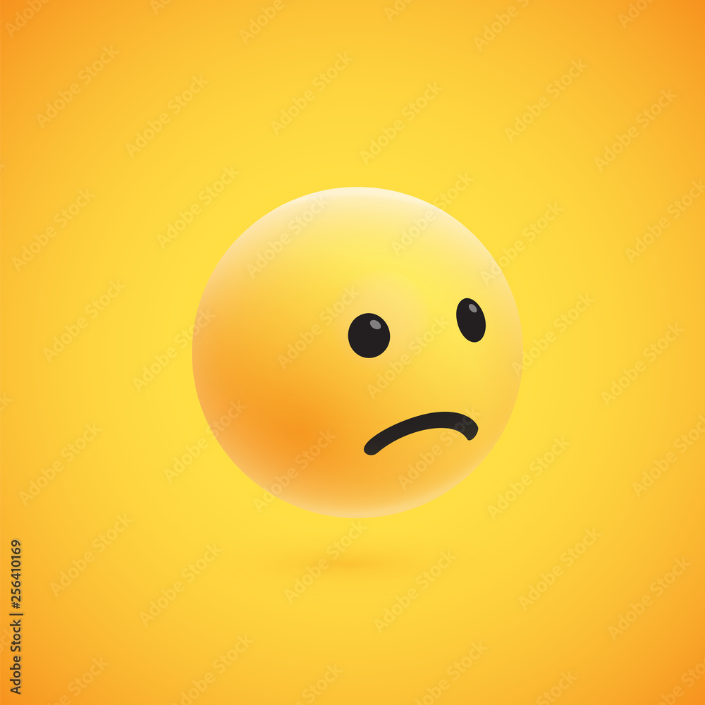 Cute high-detailed yellow 3D emoticon for web, vector illustration