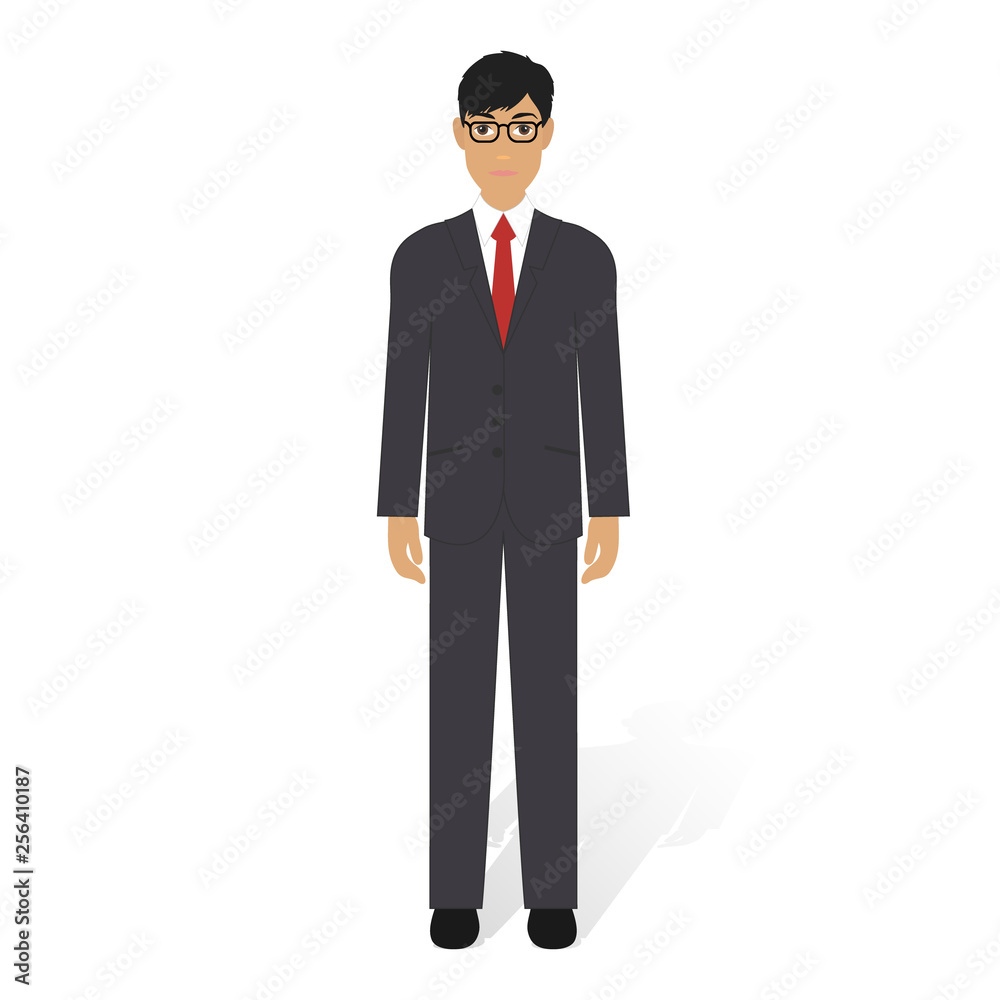 Vector illustration of a confident cartoon businessman smiling friendly.