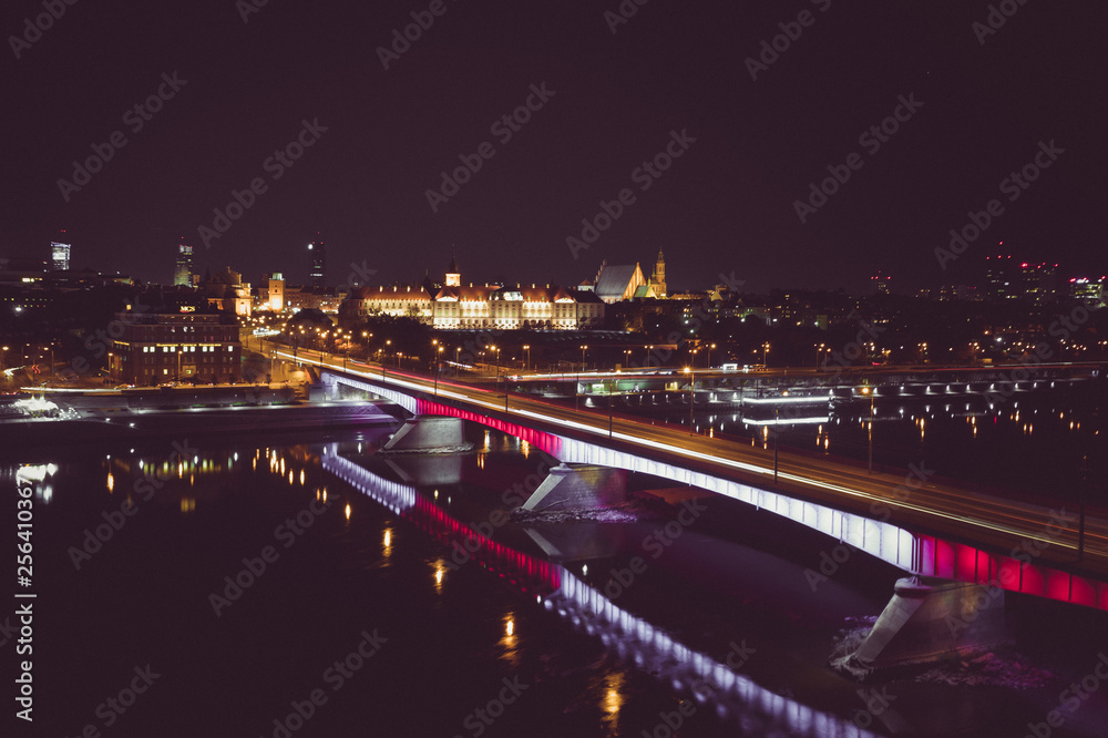 Evening Warsaw city with beautiful colors