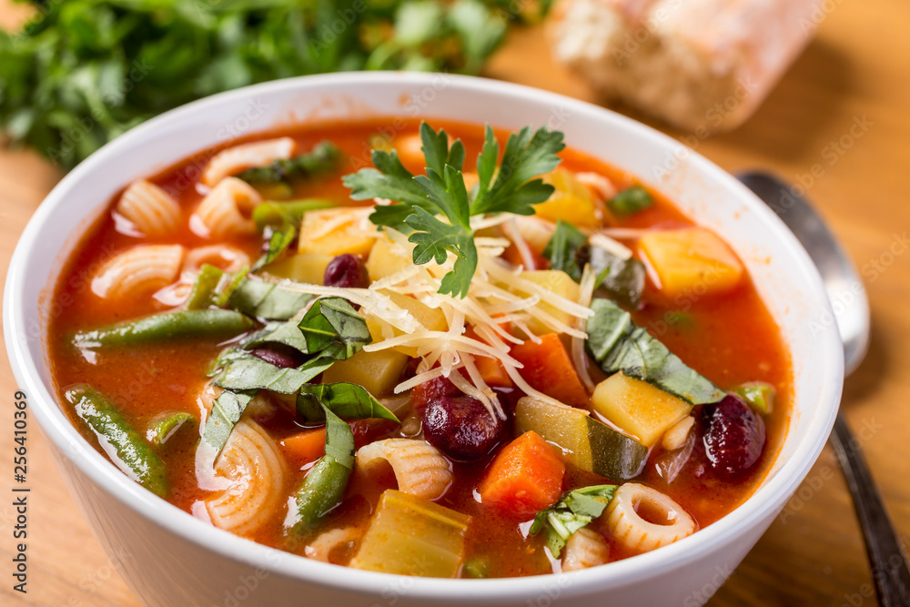 Minestrone Soup with Pasta, Beans and Vegetables Minestrone Soup with Pasta, Beans and Vegetables