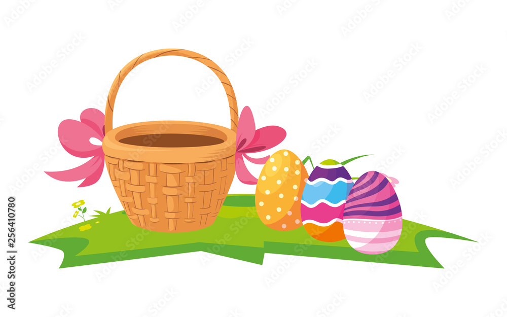 happy easter eggs painted in the basket happy easter eggs painted in the basket