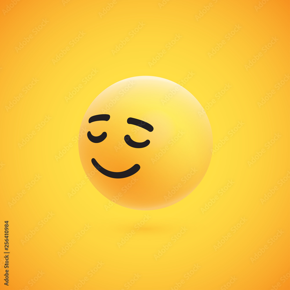 Cute high-detailed yellow 3D emoticon for web, vector illustration