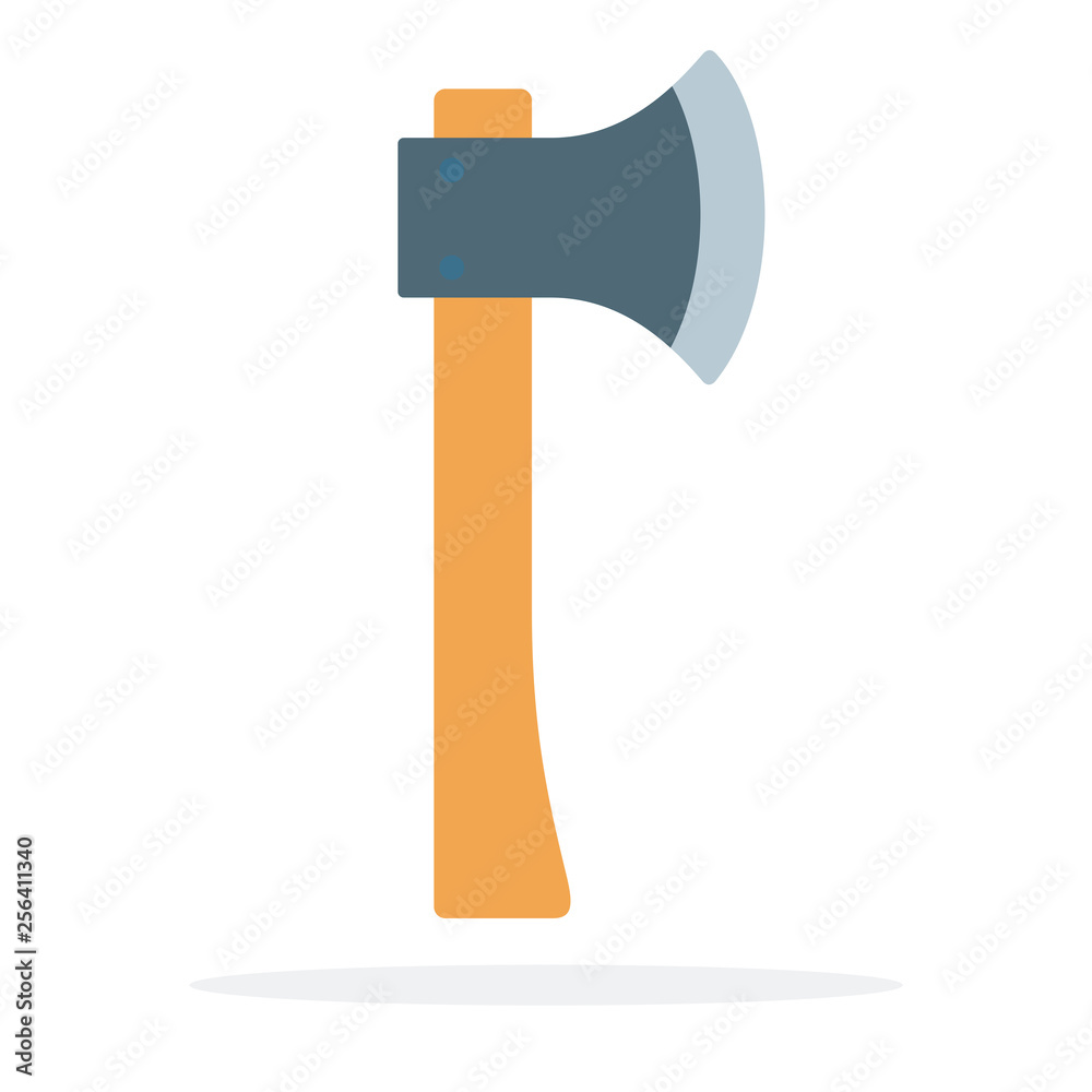 Ax for construction with wooden handgrip flat isolated Ax for construction with wooden handgrip flat isolated