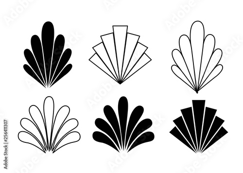 Beautiful set of Art Deco, Gatsby palmette ornates from 1920s fashion and design trends vector