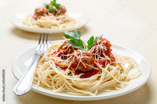 Spaghetti with Meatballs in Tomato Sauce