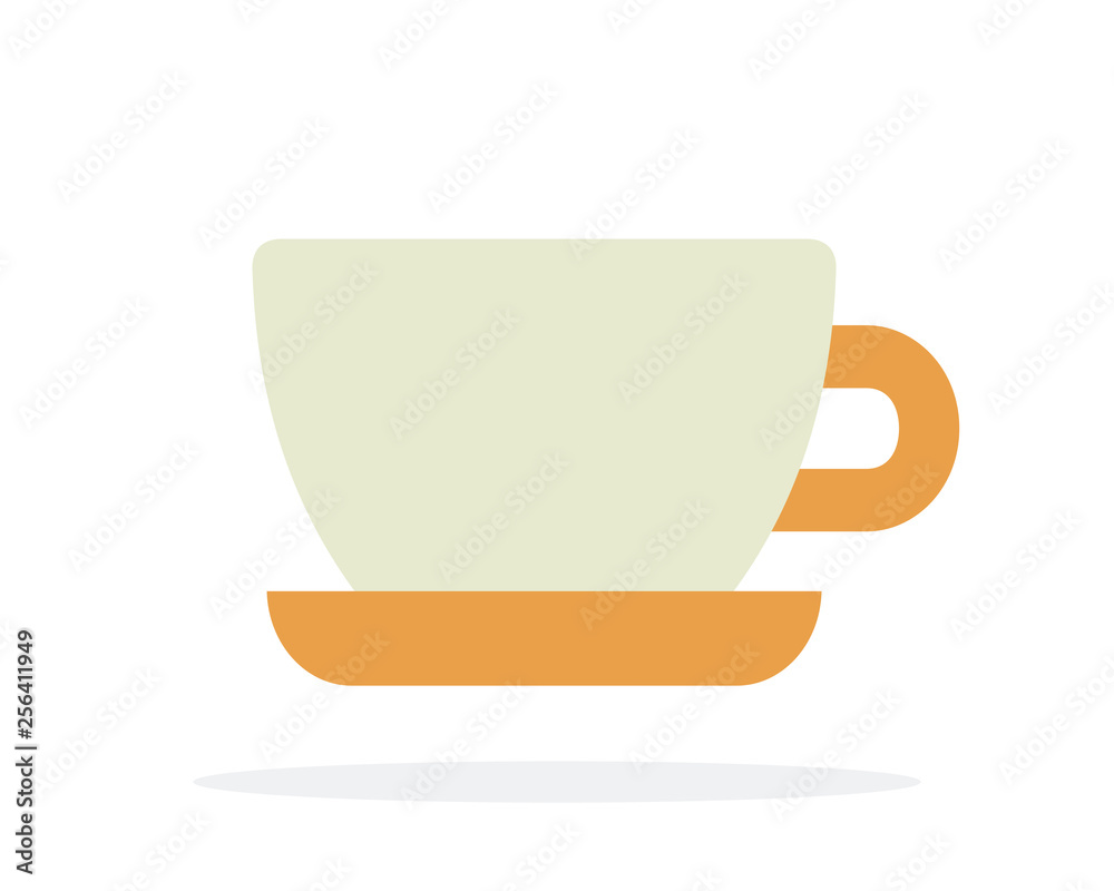 Cup of coffee with orange saucer vector flat isolated Cup of coffee with orange saucer vector flat isolated