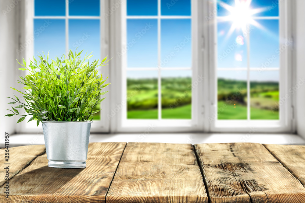 Desk of free space and spring window space 