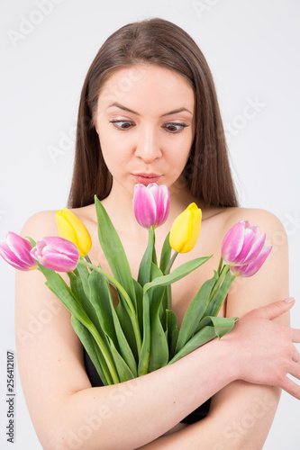 girl with tulips