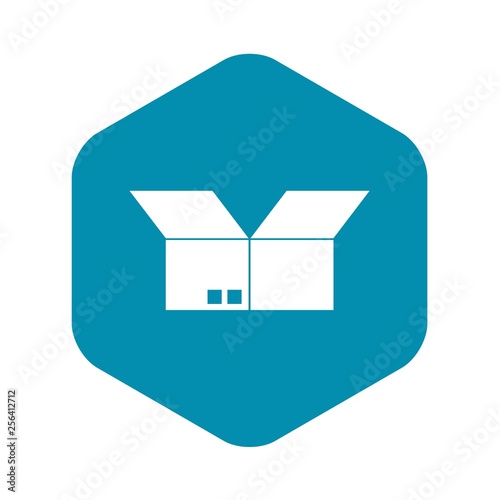 Opened cardboard box icon in simple style isolated vector illustration