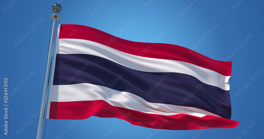 Thailand flag in the wind against clear blue sky, 3d illustration Thailand flag in the wind against clear blue sky, 3d illustration