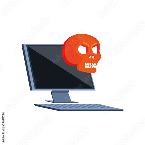 desktop computer with virus attack