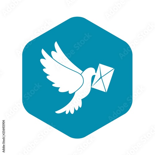 Dove carrying envelope icon in simple style isolated vector illustration