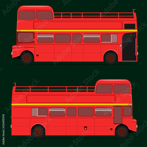 red double decker bus half roof top. london city.vector illustration eps10