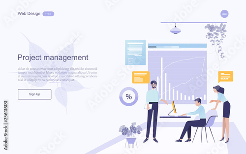 Business concept of web design for teamwork in collaborative planning data analysis and solutions include business services. Vector illustration.