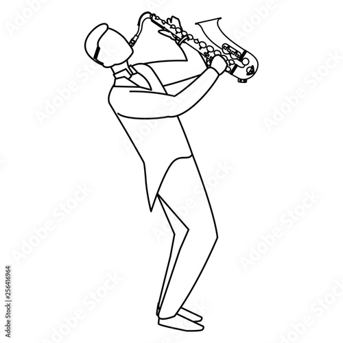 black musician jazz playing saxophone character