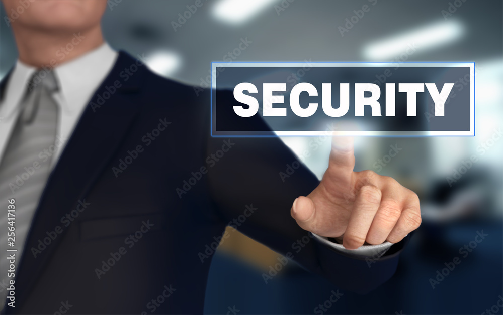 security pushing concept 3d illustration security pushing concept 3d illustration