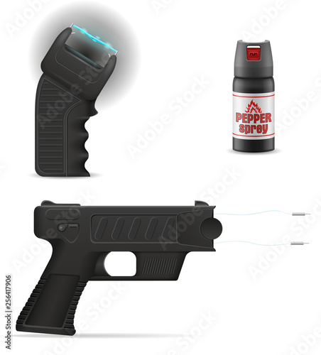 self defense weapon to protect against bandit attacks vector illustration