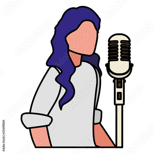 female singer with microphone character