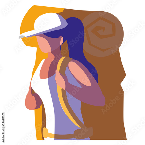 adventurous woman with travelbag