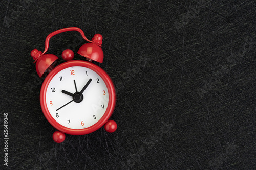 Wallpaper Mural Self discipline, time, deadline and meeting schedule background with cute red alarm clock on dark black background with texture and copy space Torontodigital.ca