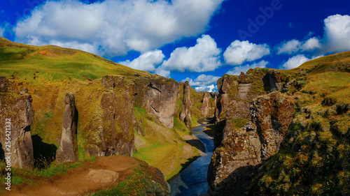 Amazing Fjadrargljufur canyon in summer, Iceland photo