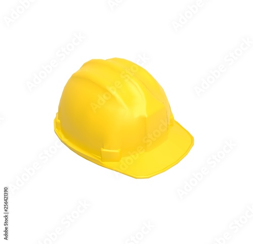 Yellow Helmet on isolated White Background 3D Rendering