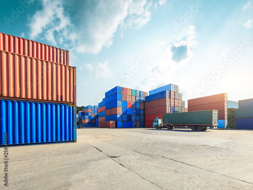 Wallpaper Mural Industrial Container yard for Logistic Import Export business,modern logistics transportation scene Torontodigital.ca