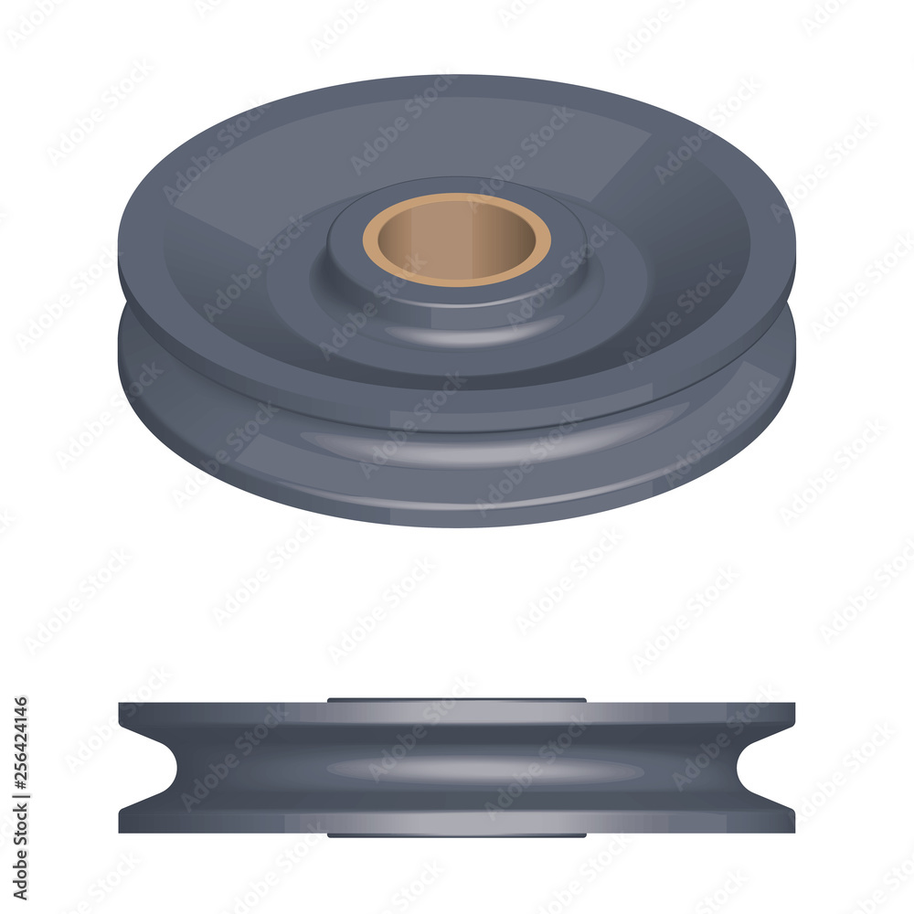 Sheave for lifting equipment. 3D effect vector Sheave for lifting equipment. 3D effect vector