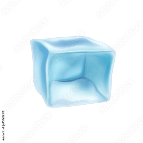 Frozen ice cube isolated on a white background. Vector illustration.