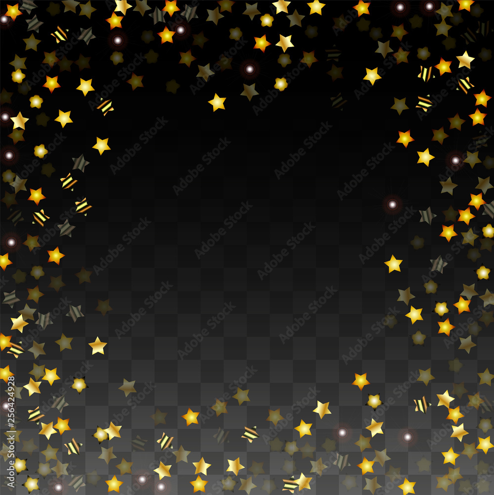 Vector Illustration with Gold Stars on Black Transparent Background. Magic Night. Cosmic Pattern. Stars Confetti. Flying Stardust. Cosmic Shiny Child Design. Luxury Golden Starry Design. Premium. Vector Illustration with Gold Stars on Black Transparent Background. Magic Night. Cosmic Pattern. Stars Confetti. Flying Stardust. Cosmic Shiny Child Design. Luxury Golden Starry Design. Premium.
