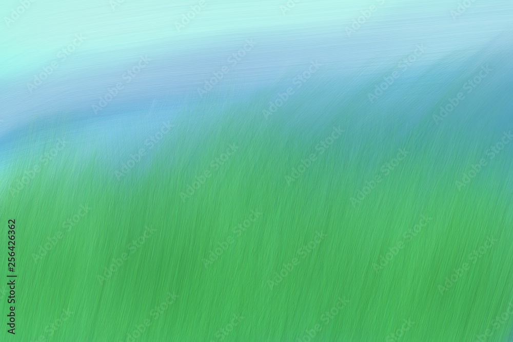 Simple art landscape. The image of the field and sky. Grass and clouds. Scenic textural background of blue and green.