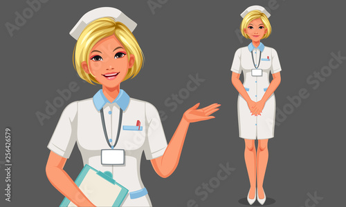 Beautiful young nurse vector illustration part 2