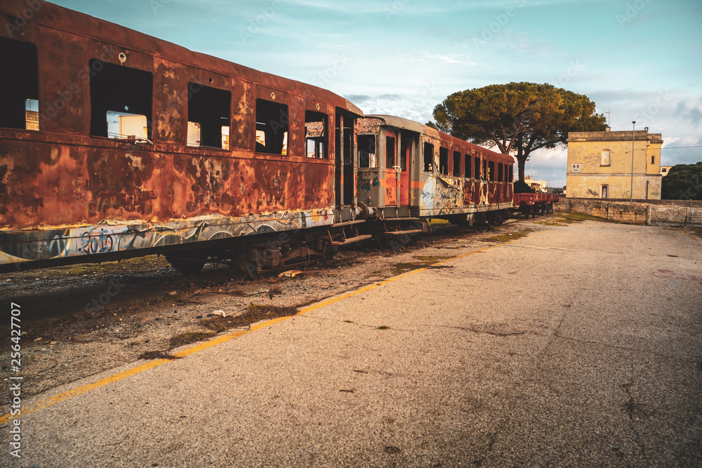 MANDURIA-ITALY/DECEMBER 2017: Abandoned train MANDURIA-ITALY/DECEMBER 2017: Abandoned train