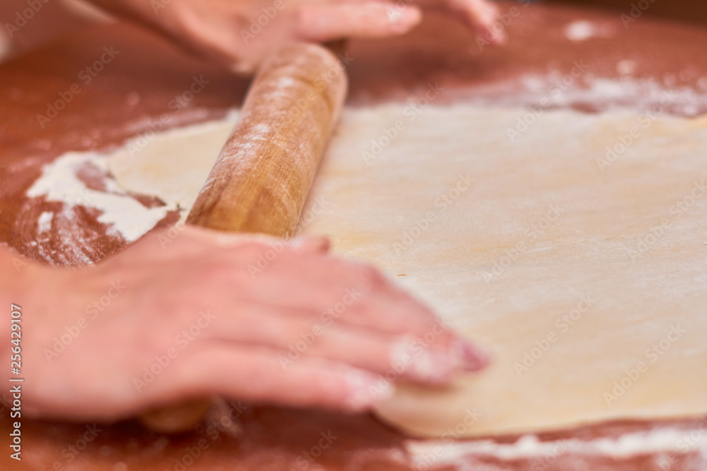 Dough for pizza on the wooden table, close-up. Dough for pizza. Dough for pizza on the wooden table, close-up. Dough for pizza.