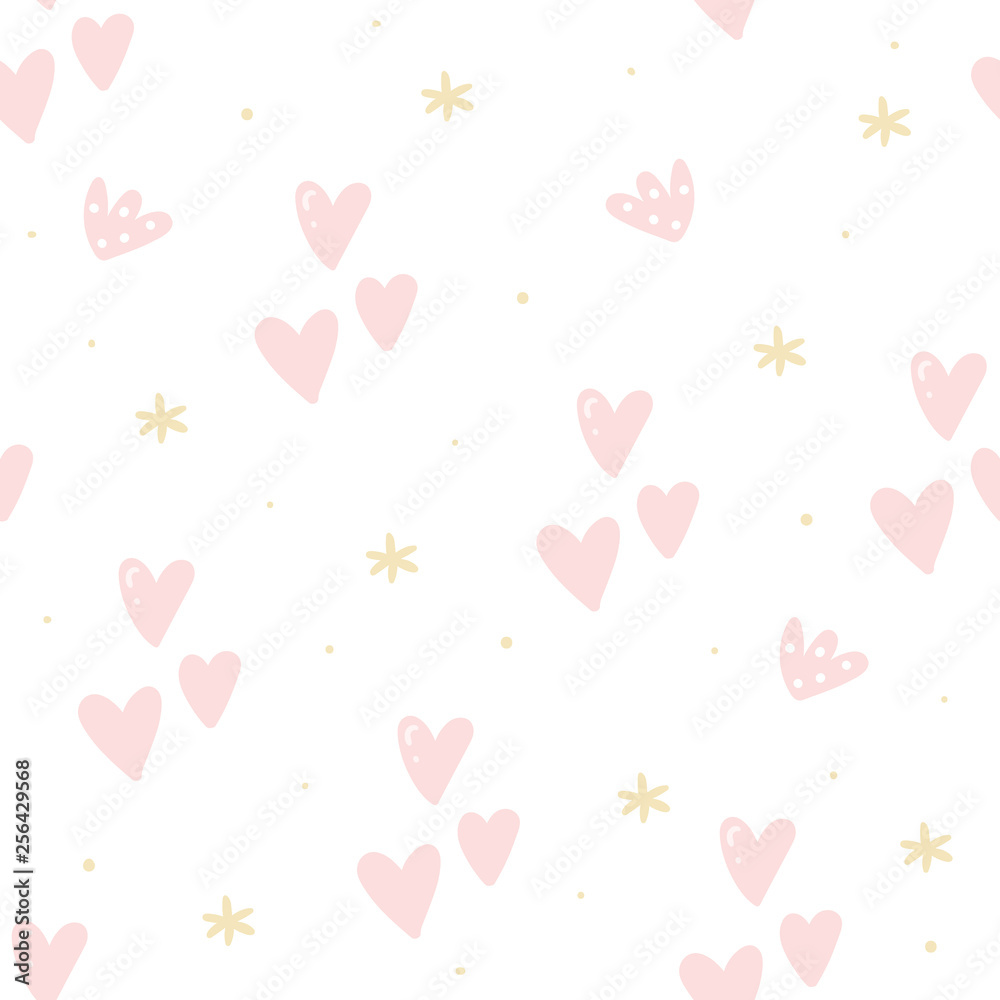 Cute hand drawn heart Seamless pattern. vector print. Cute hand drawn heart Seamless pattern. vector print.