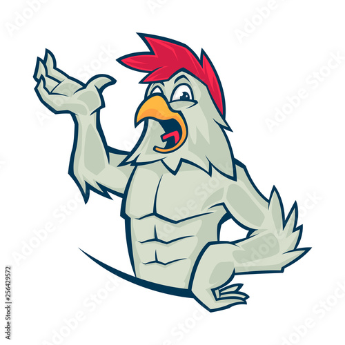 funny rooster mascot logo vector illustration