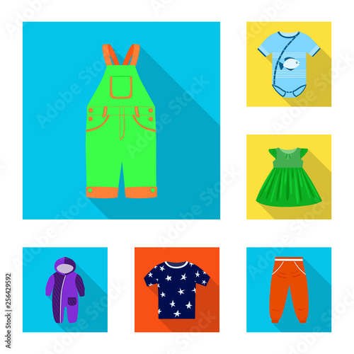 Vector illustration of fashion and garment icon. Set of fashion and cotton vector icon for stock.