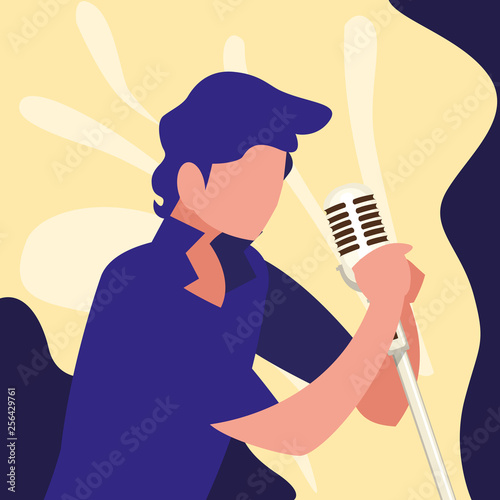 singer with microphone character