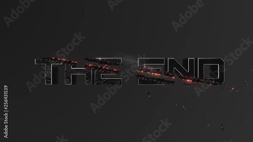 The end (outro) animation 3D meteor destraction photo