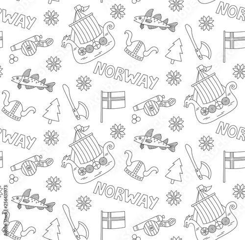 Norwegian symbols seamless vector pattern