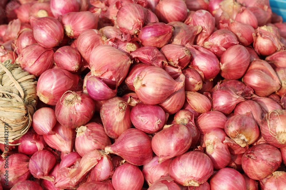 Onions and shallots for cooking at market Onions and shallots for cooking at market