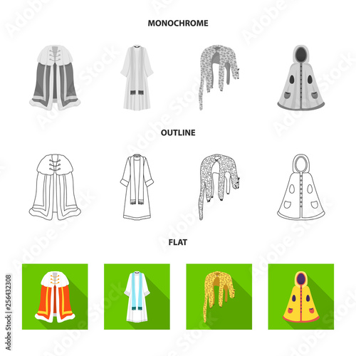 Isolated object of material and clothing sign. Set of material and garment vector icon for stock.